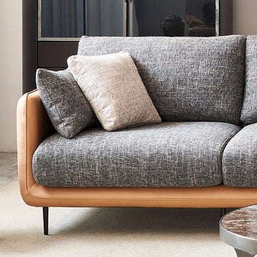 111.4" Modern Gray & Orange Sectional Sofa Loveseat with Chaise-Furniture,Living Room Furniture,Sectionals